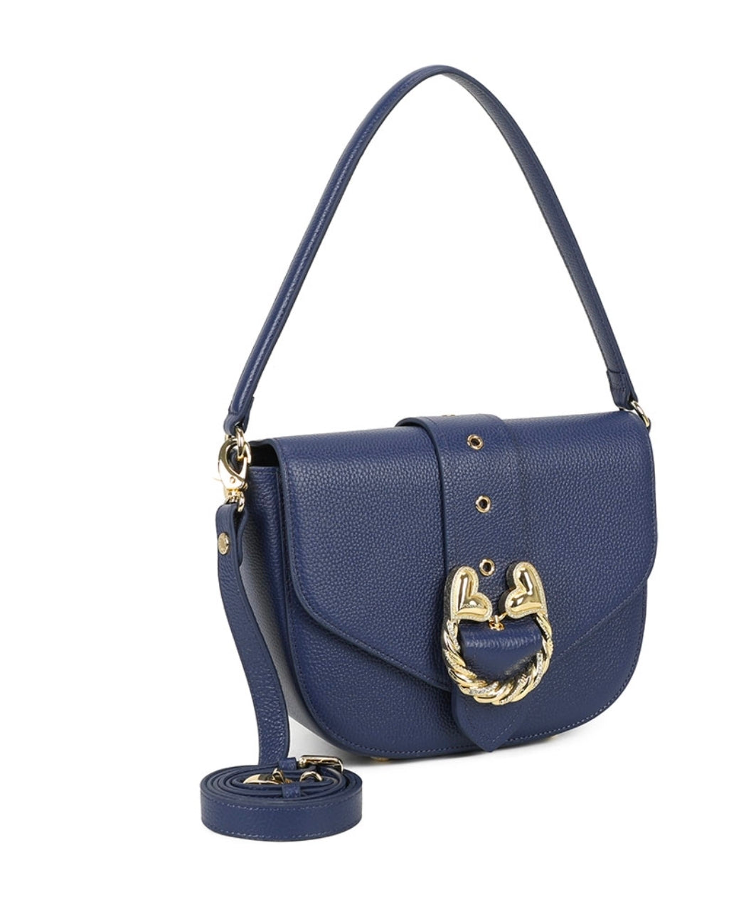BORSE A SPALLA PELLE BRACCIALINI BAROQUE BLU MEDIA