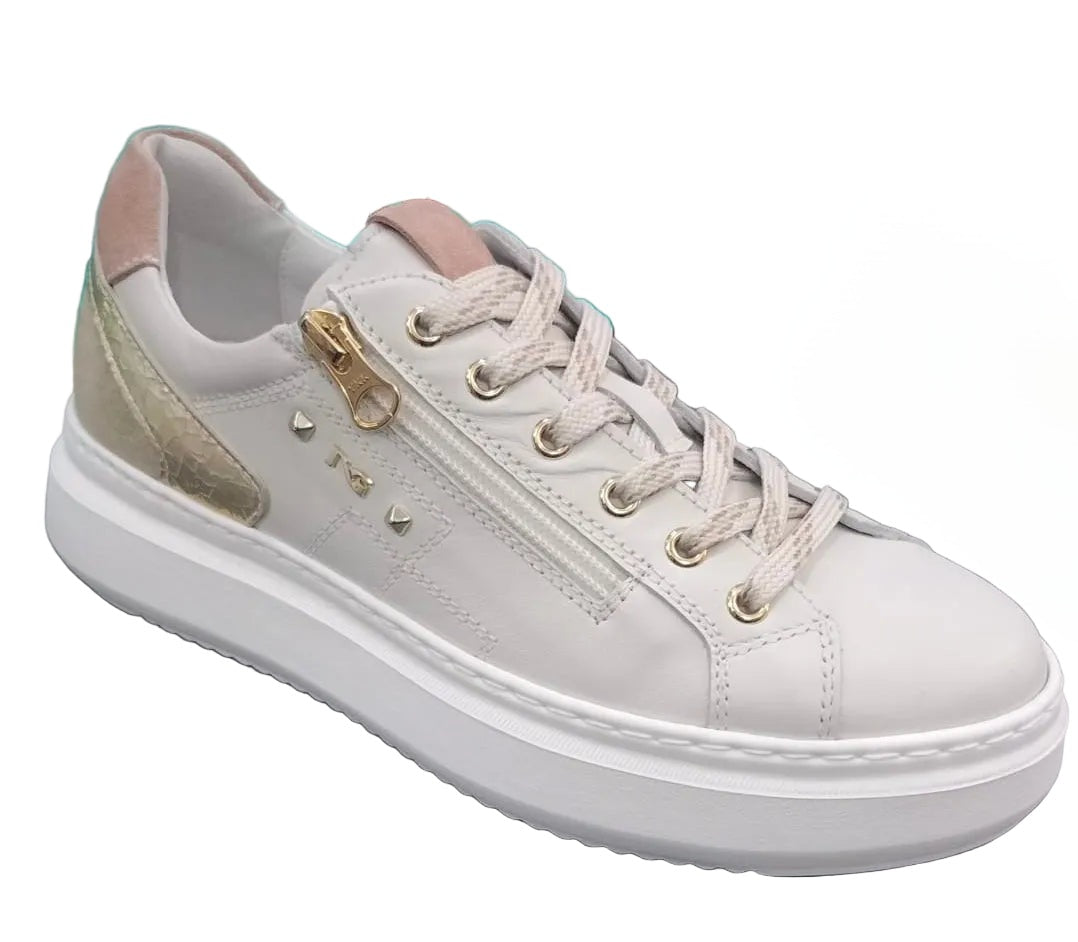 SNEAKERS DETTAGLI BEIGE NEROGIARDINI PELLE IVORY