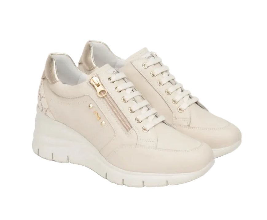 SNEAKERS NEROGIARDINI PELLE TACCO MILK