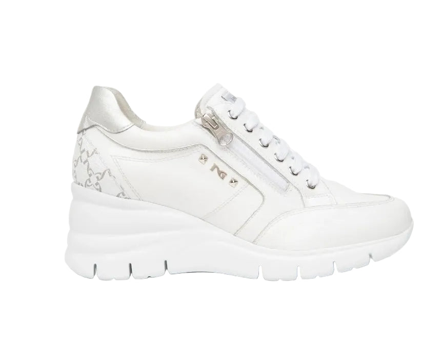 SNEAKERS NEROGIARDINI PELLE TACCO BIANCO