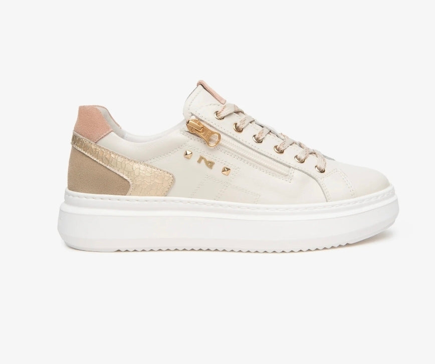 SNEAKERS DETTAGLI BEIGE NEROGIARDINI PELLE IVORY