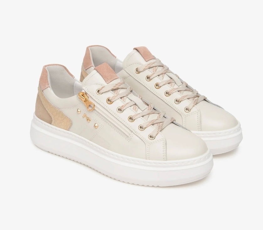 SNEAKERS DETTAGLI BEIGE NEROGIARDINI PELLE IVORY