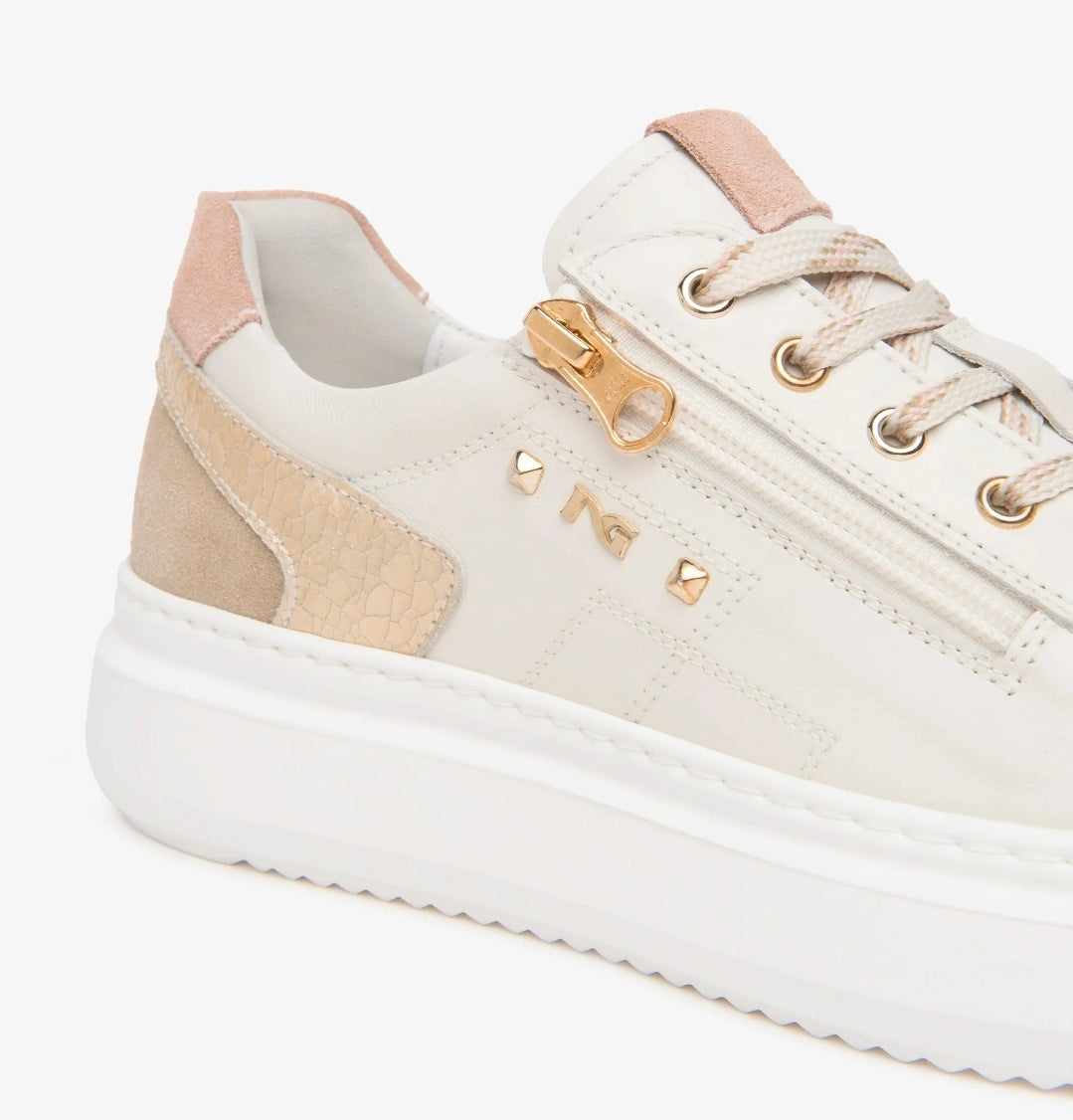 SNEAKERS DETTAGLI BEIGE NEROGIARDINI PELLE IVORY