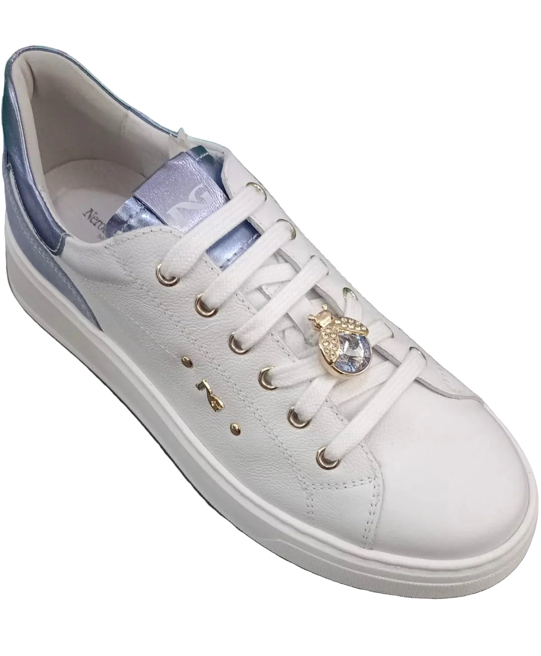 SNEAKERS DETTAGLI CELESTE NEROGIARDINI PELLE CHARMS