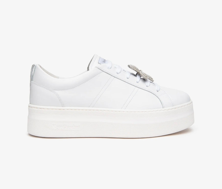 SNEAKERS PELLE NEROGIARDINI CHARMS FIORE PERLINE BIANCO