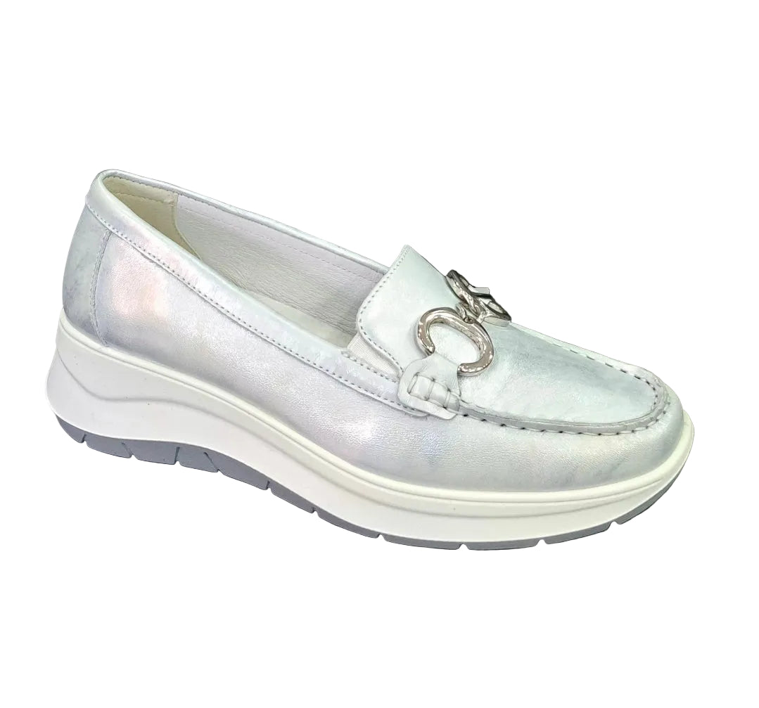 MOCASSINI PELLE LAMINATA IGI&CO ARGENTO