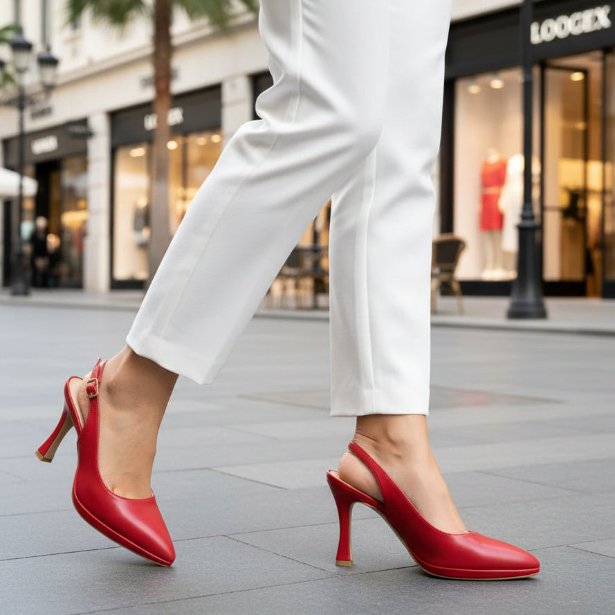 DECOLLETE' MARA PALMAS SLINGBACK PLATEAU ROSSO