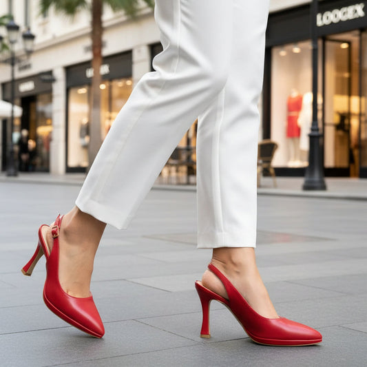 DECOLLETE' MARA PALMAS SLINGBACK PLATEAU ROSSO