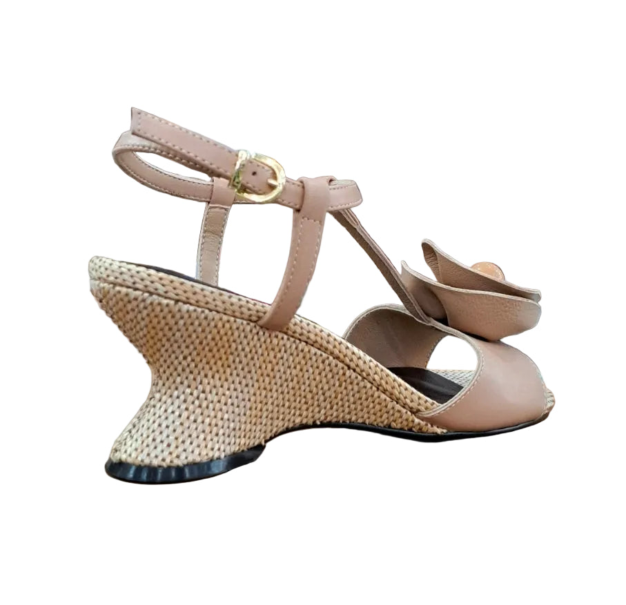 SANDALI RAFFIA JEANNOT FIORE SABBIA