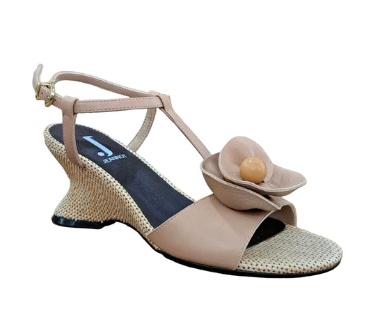 SANDALI RAFFIA JEANNOT FIORE SABBIA