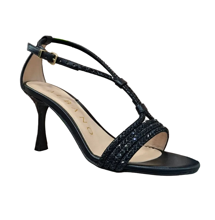 SANDALI GLITTER ALBANO NERI