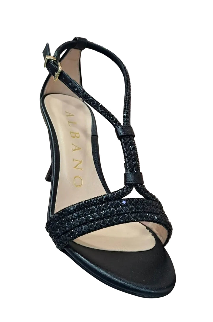 SANDALI GLITTER ALBANO NERI