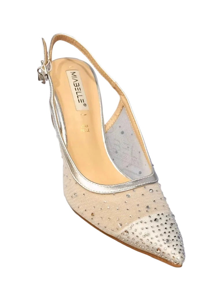 DECOLLETE' MIABELLE SLINGBACK STRASS ARGENTO