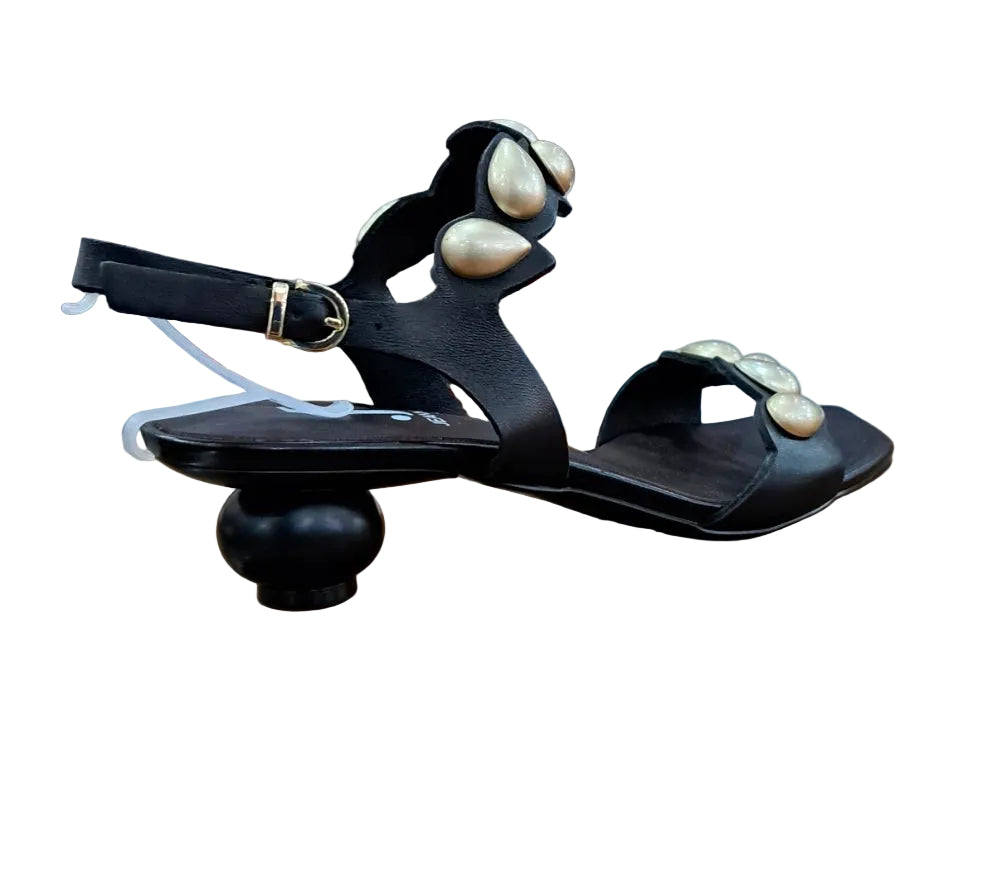 SANDALI GOCCE GOLD JEANNOT PELLE NERA