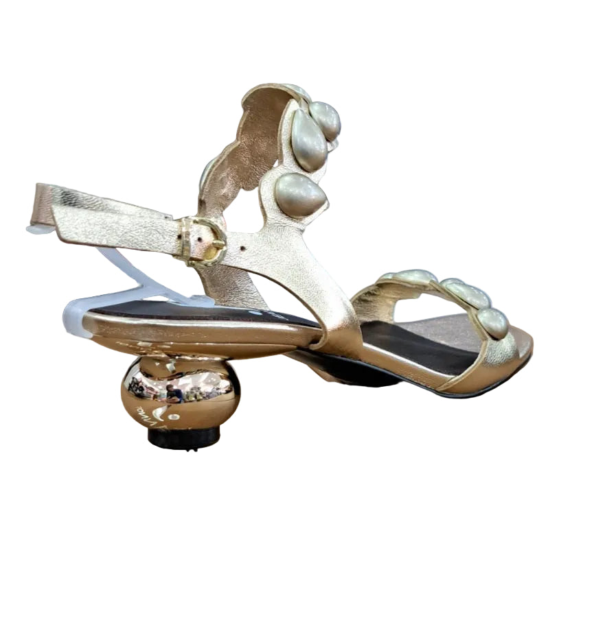 SANDALI GOCCE GOLD JEANNOT PELLE PLATINO