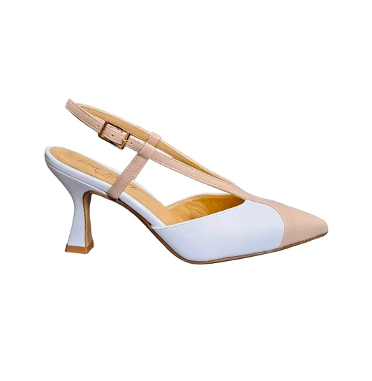 DECOLLETE' SLINGBACK BICOLOR NUDE BIANCO