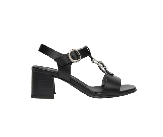 SANDALI PELLE NEROGIARDINI CERCHIO METALLICO NERO