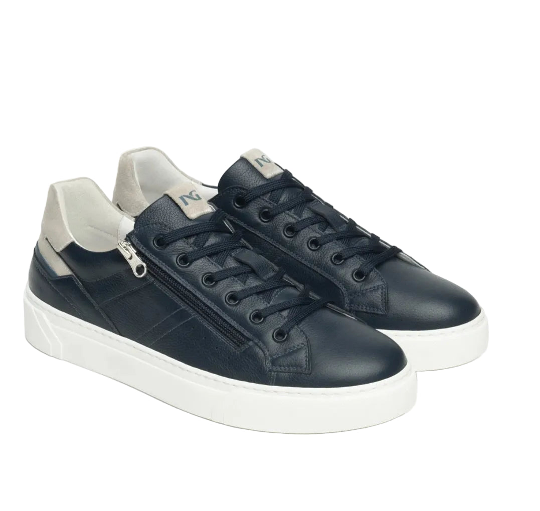 SNEAKERS PELLE NEROGIARDINI ZIP BLU
