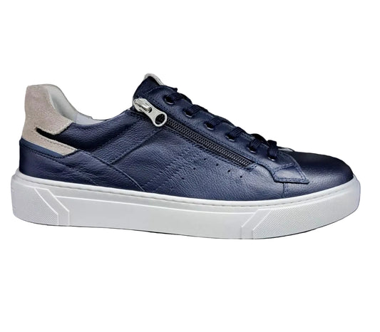 SNEAKERS PELLE NEROGIARDINI ZIP BLU