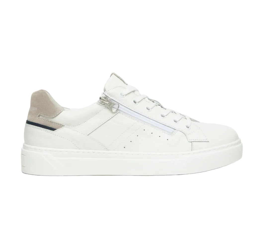 SNEAKERS PELLE NEROGIARDINI ZIP BIANCO