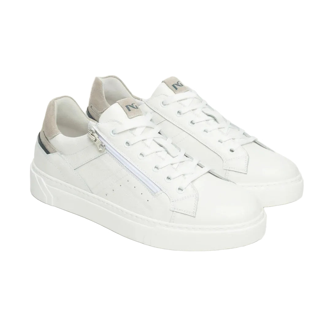 SNEAKERS PELLE NEROGIARDINI ZIP BIANCO