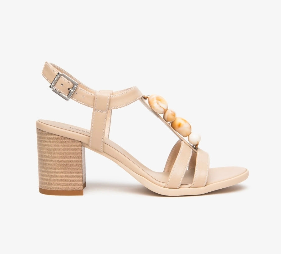 SANDALI PIETRE NEROGIARDINI PELLE BEIGE