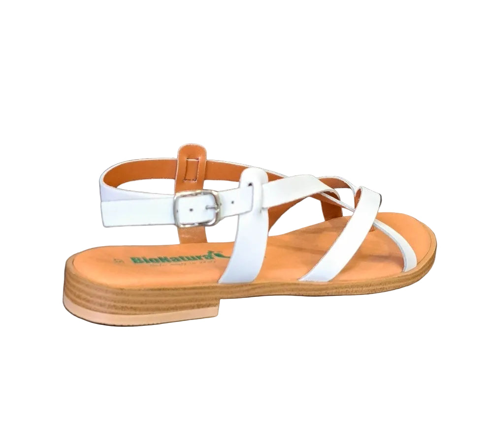SANDALI INFRADITO BIONATURA PELLE BIANCO