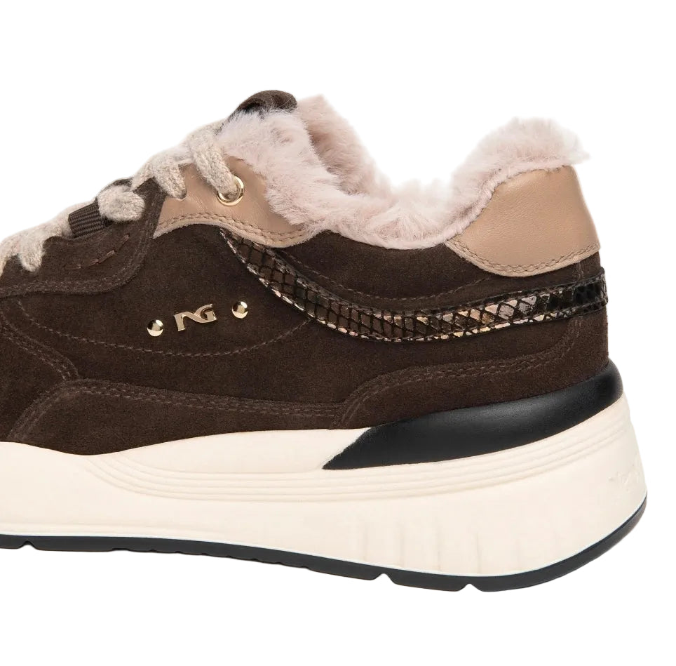 SNEAKERS PELLE SCAMOSCIATA NEROGIARDINI MARRONE