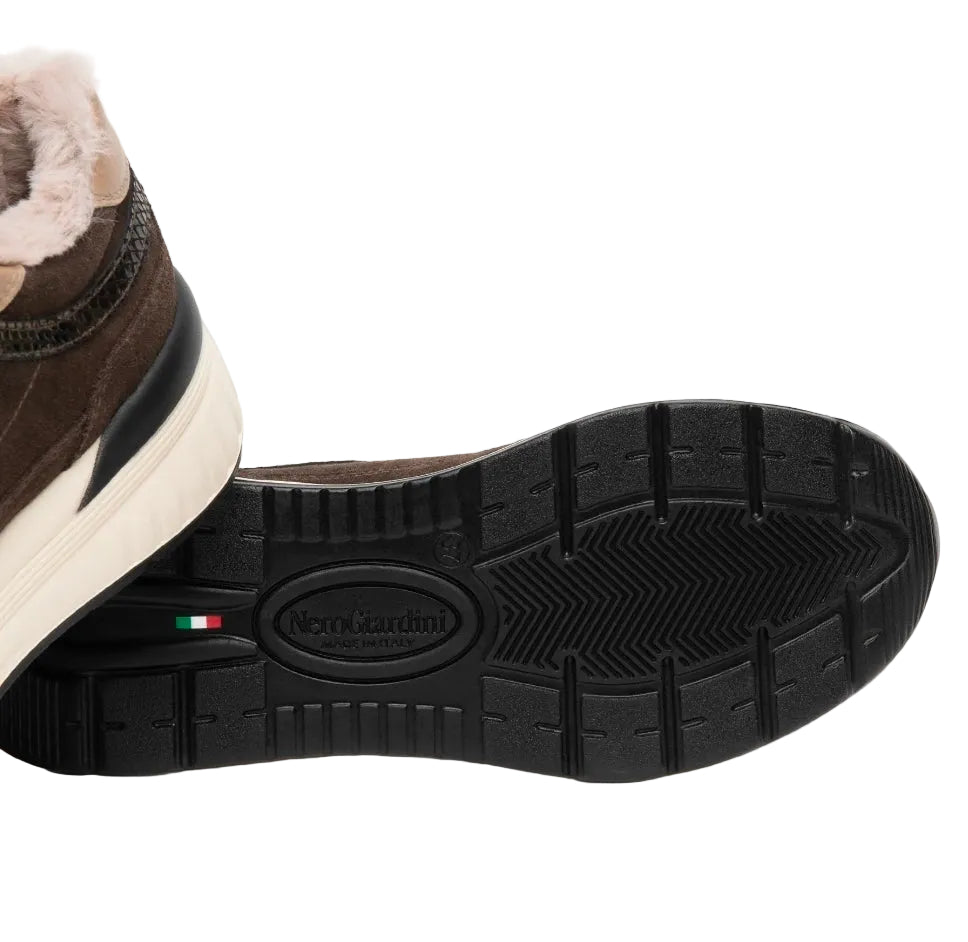 SNEAKERS PELLE SCAMOSCIATA NEROGIARDINI MARRONE