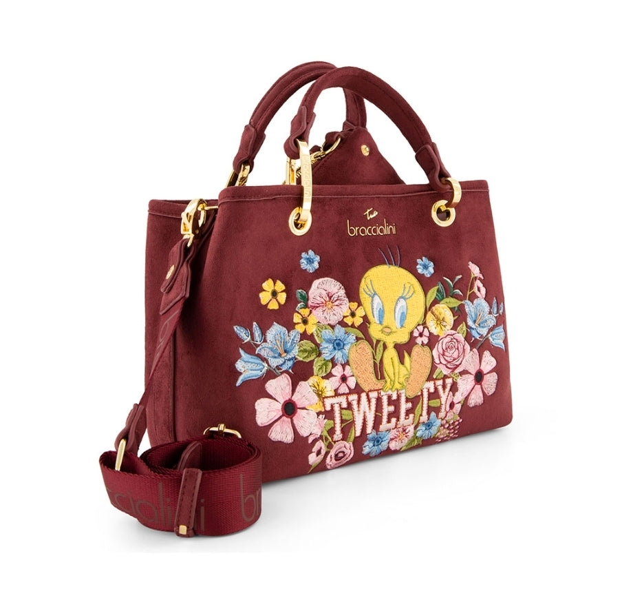 BORSE A MANO BETH LT BLOOM BRACCIALINI  TWEETY BORDEAUX MEDIA