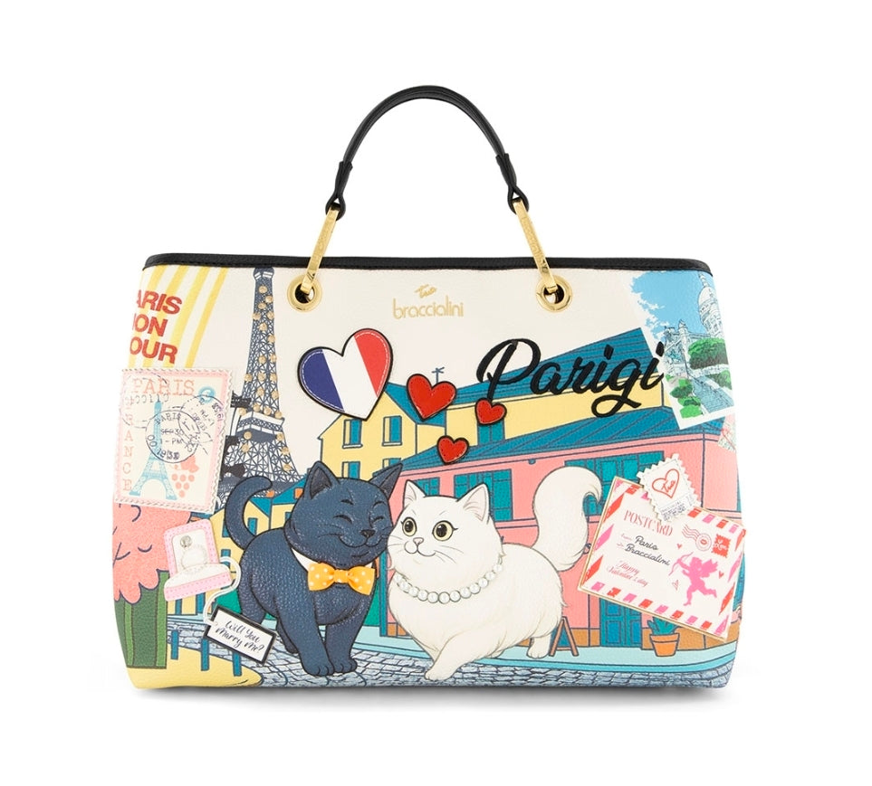 BORSE A MANO CARTOLINE BRACCIALINI PARIGI GRANDE