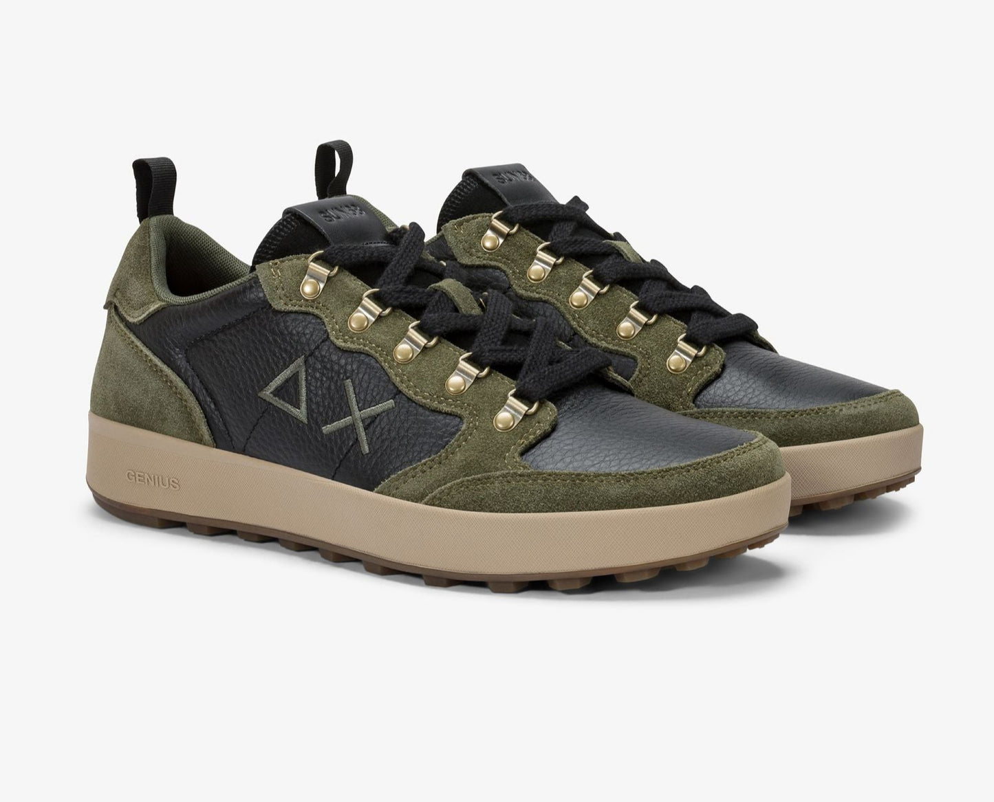 SNEAKERS GENIUS SUN68 PELLE SUEDE MILITARE SCURO