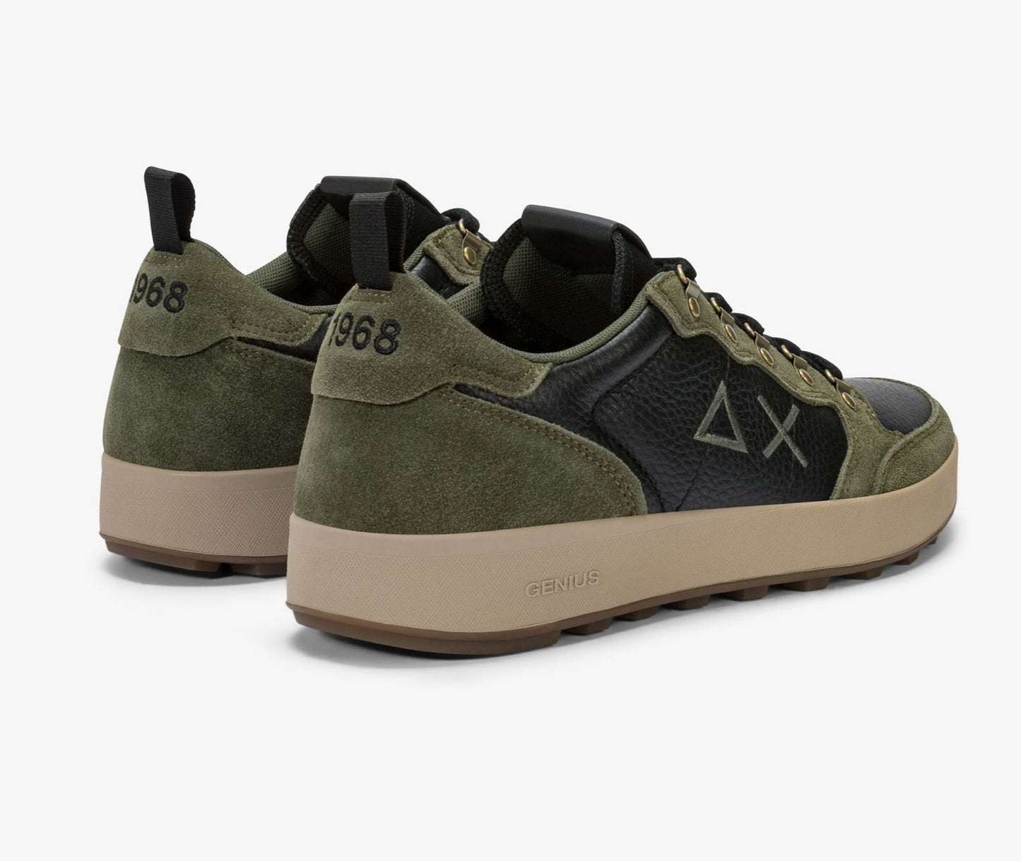 SNEAKERS GENIUS SUN68 PELLE SUEDE MILITARE SCURO