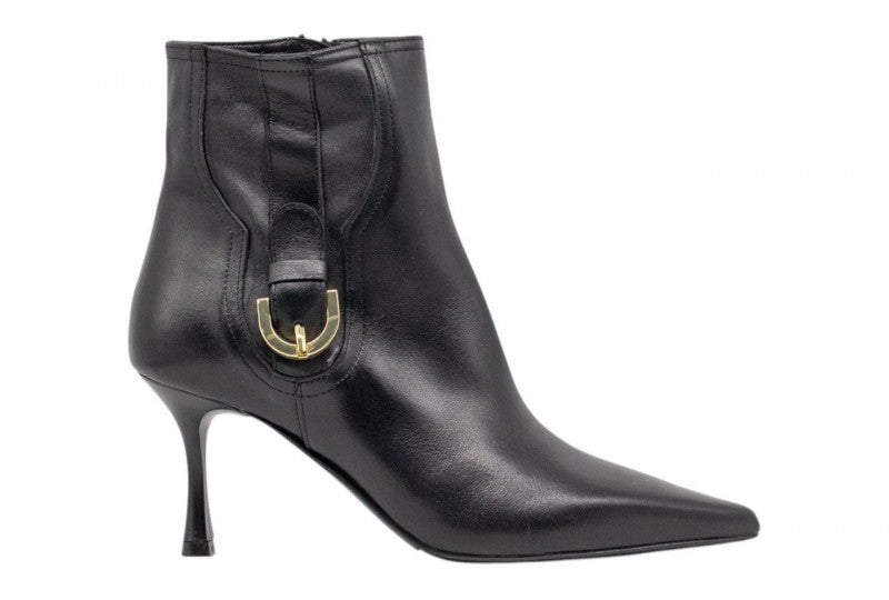 STIVALETTI PELLE FIBBIA GOLD ALBANO NERO