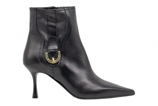 STIVALETTI PELLE FIBBIA GOLD ALBANO NERO