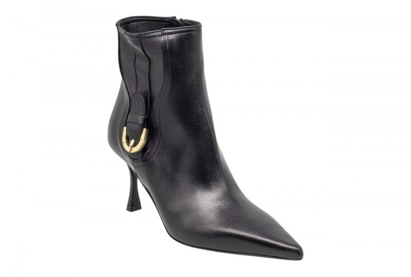 STIVALETTI PELLE FIBBIA GOLD ALBANO NERO