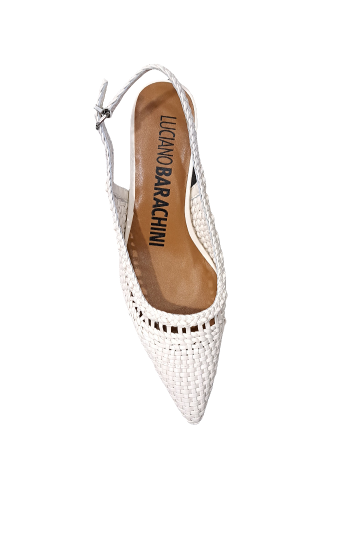 SANDALI SLINGBACK PELLE INTRECCIATA PANNA