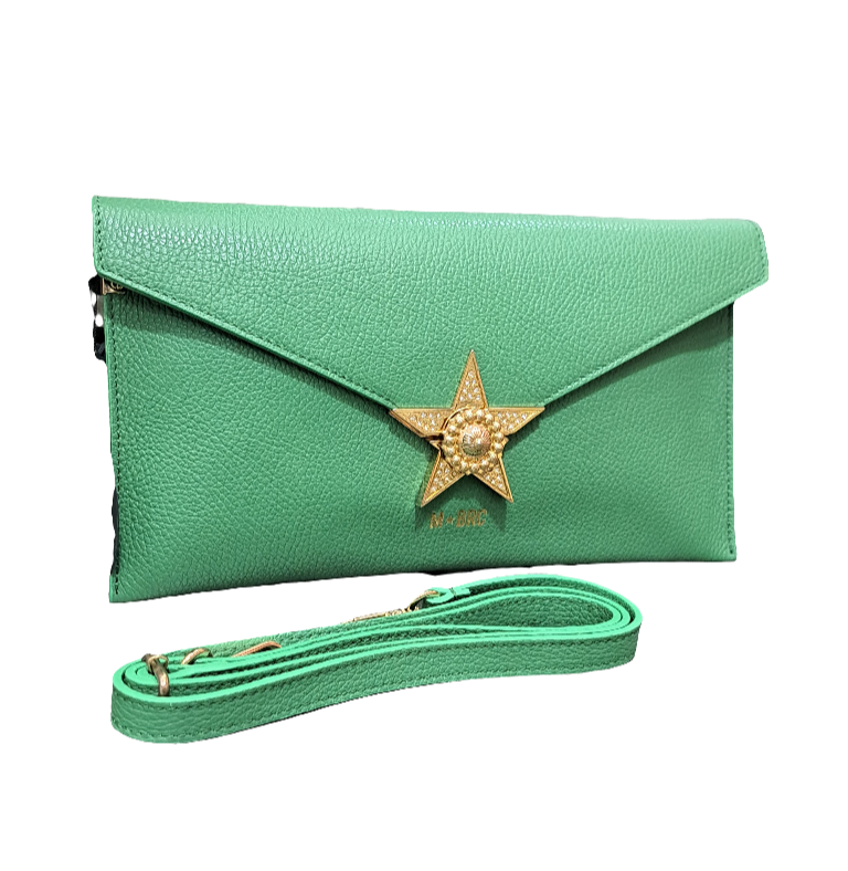 TRACOLLE POCHETTE STAR M*BRC BY MASSIMO BRACCIALINI PELLE VERDE