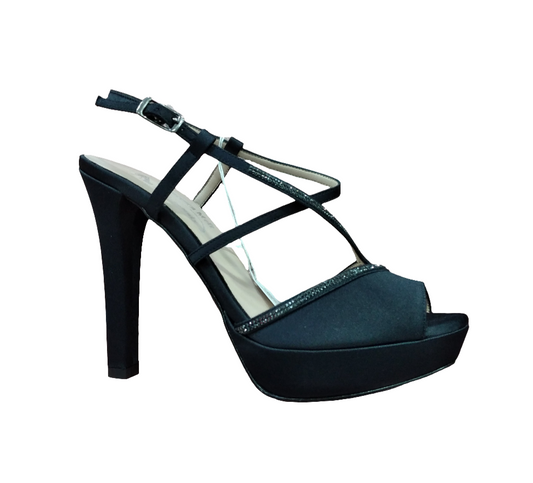 SANDALI RASO NERO FILO STRASS NERO