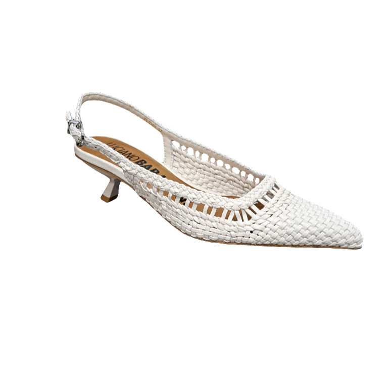 SANDALI SLINGBACK PELLE INTRECCIATA PANNA