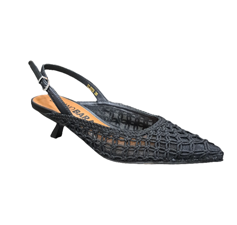 SANDALI SLINGBACK TESSUTO INTRECCIATO NERO