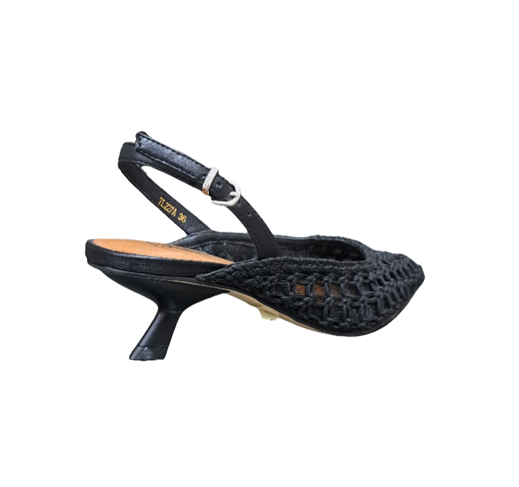 SANDALI SLINGBACK TESSUTO INTRECCIATO NERO