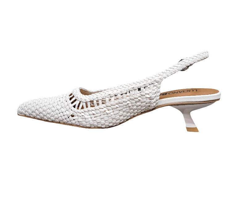 SANDALI SLINGBACK PELLE INTRECCIATA PANNA