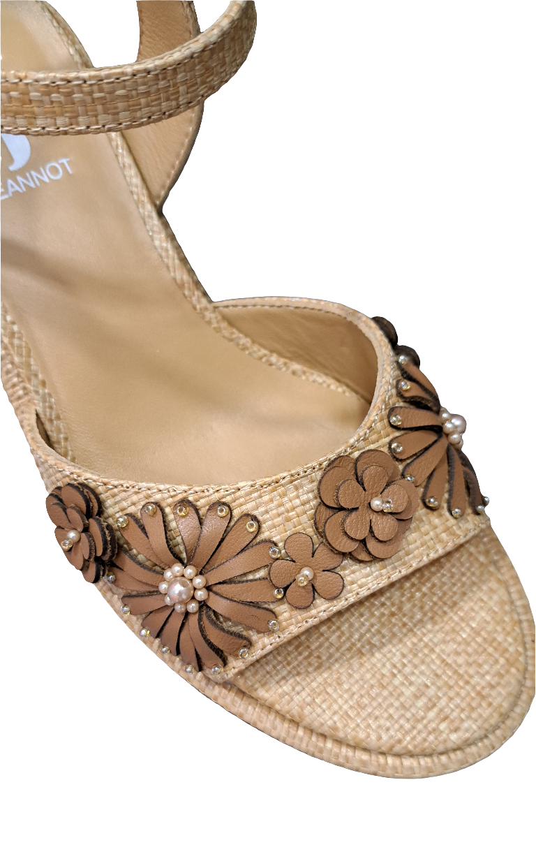 SANDALI RAFIA ECRU JEANNOT APPLICAZIONE FIORI