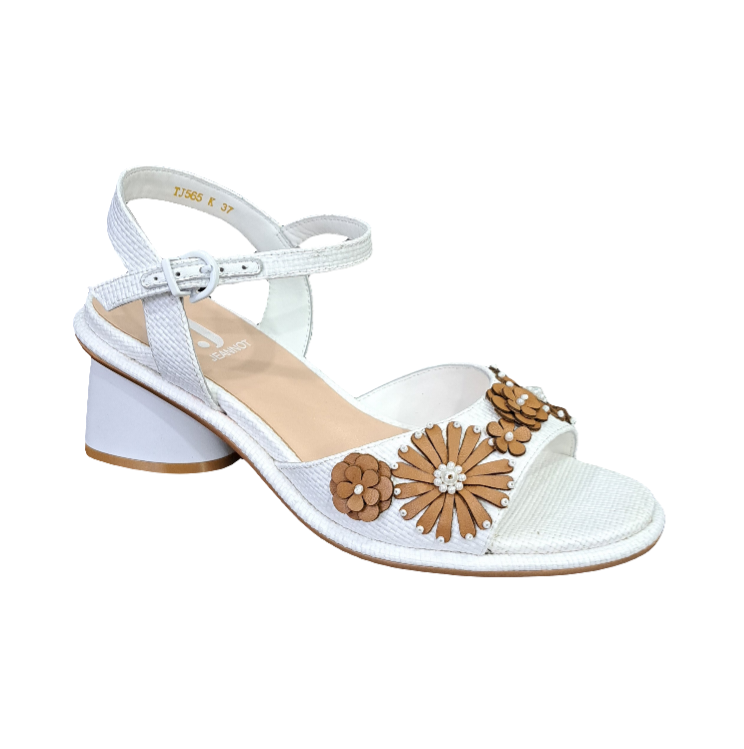 SANDALI RAFIA BIANCA JEANNOT APPLICAZIONE FIORI