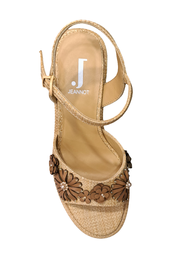 SANDALI RAFIA ECRU JEANNOT APPLICAZIONE FIORI