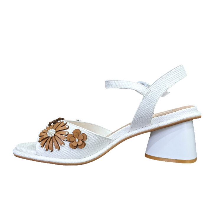 SANDALI RAFIA BIANCA JEANNOT APPLICAZIONE FIORI