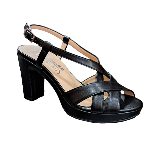 SANDALI NERO FASCE INCROCIATE