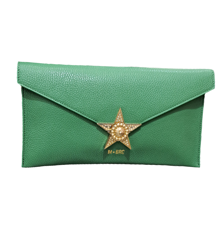 TRACOLLE POCHETTE STAR M*BRC BY MASSIMO BRACCIALINI PELLE VERDE