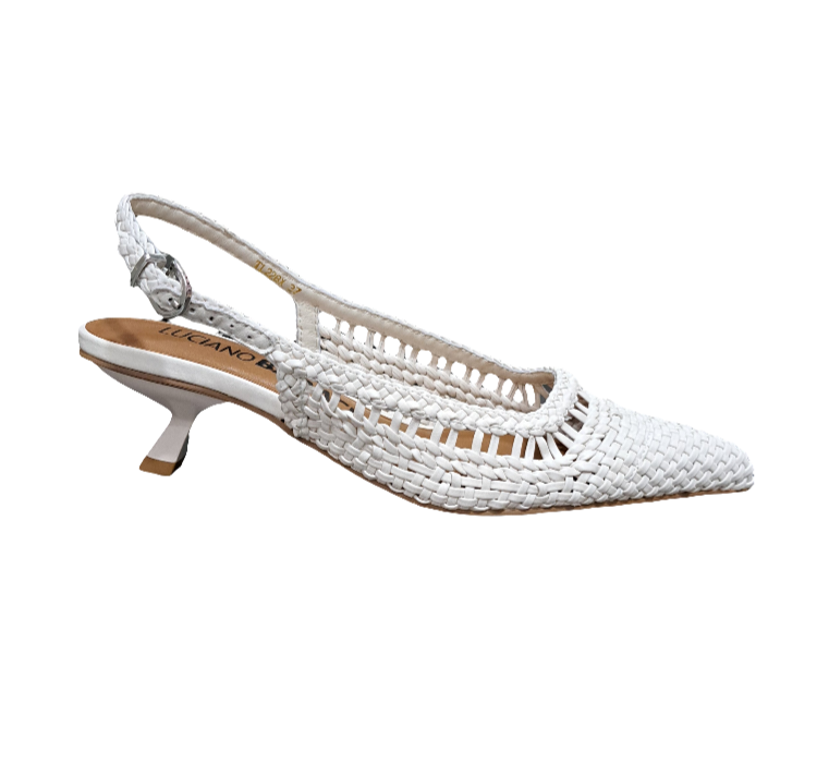 SANDALI SLINGBACK PELLE INTRECCIATA PANNA